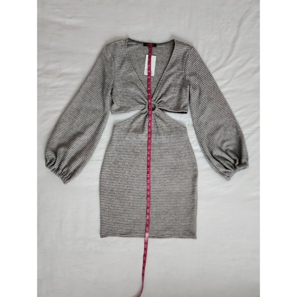 FORE The Elizabeth Chronicles O-Ring Cutout Bodycon Ribbed Dress Gray Medium NWT - Picture 10 of 12